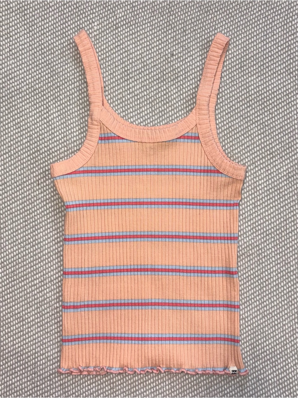 Billabong Creamsicle Orange Blue Stripe Crop Cami Lettuce Trim Sz Sm